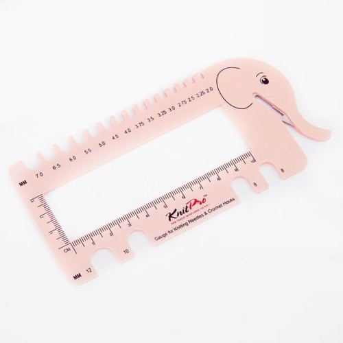 Шкала размеров для спиц KnitPro с резаком, розовая