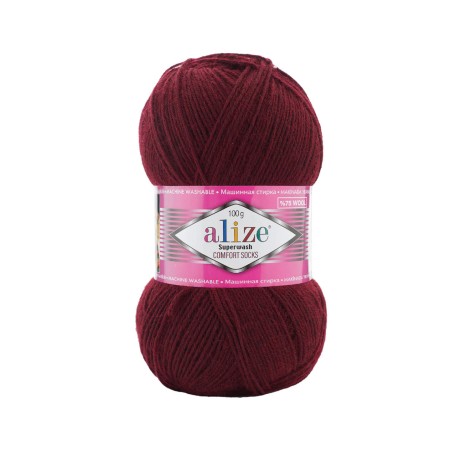 Alize Superwash Comfort Socks, бордовий 578