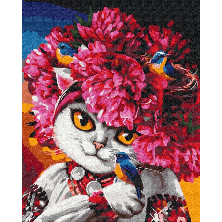 Премиум картина по номерам Цветущая кошка ©marysha_art