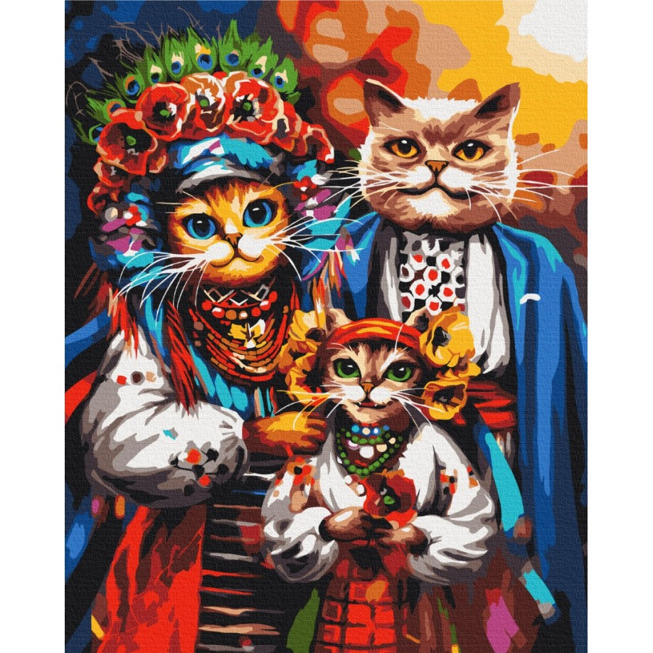Картина за номерами Сімя котиків-козаків ©Маріанна Пащук BS53690